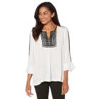 Rafaella 3/4 Sleeve Split Crew Neck Woven Blouse