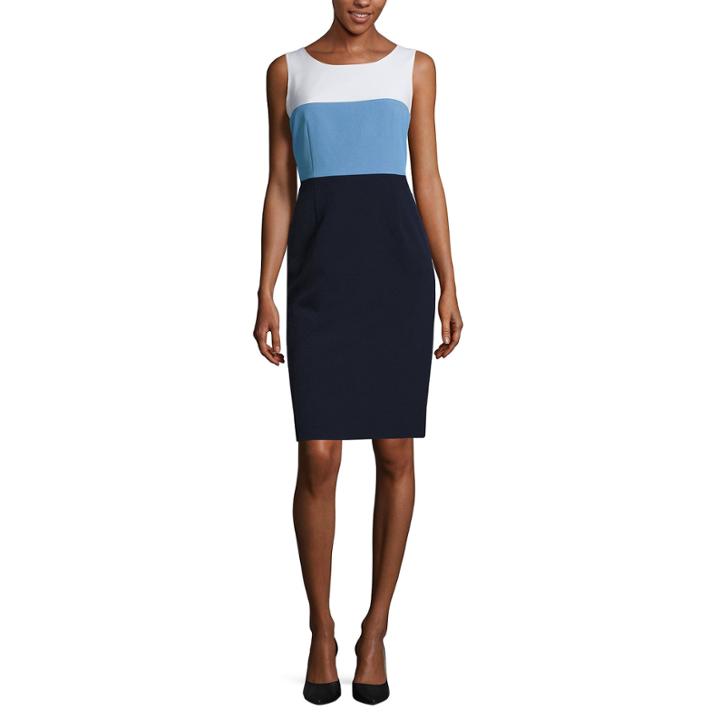 Black Label By Evan-picone Sleeveless Colorblock Sheath