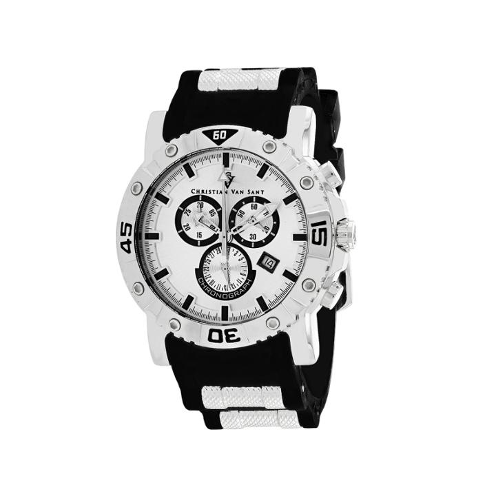 Christian Van Sant Mens Black Strap Watch-cv0515