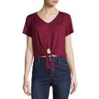 Cut And Paste Short Sleeve U Neck T-shirt-womens Juniors