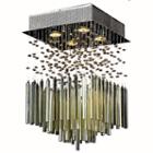 Torrent Collection 4 Light 12 Chrome Finish And Golden Teak Crystal Square Flush Mount Ceiling Light