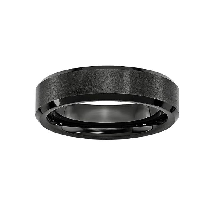 Personalized Mens 6mm Black Ceramic Wedding Band