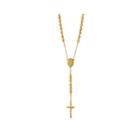 Mens Gold-tone Stainless Steel Rosary Necklace