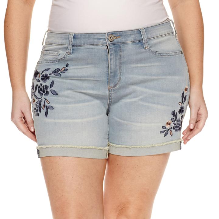 Arizona Embroidered Shorts-juniors Plus