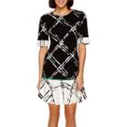 Robbie Bee Elbow-sleeve Textured Flounce Sheath Dress - Petite
