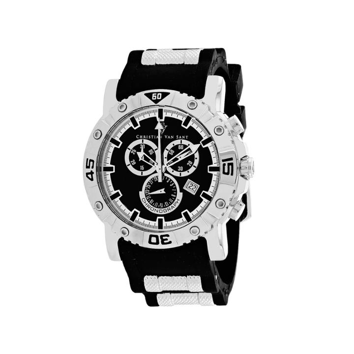 Christian Van Sant Mens Black Strap Watch-cv0510