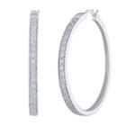 1/10 Ct. T.w. Genuine White Diamond Sterling Silver 40mm Hoop Earrings