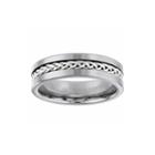 Mens 7mm Stainless Steel And Tungsten Carbide Wedding Band