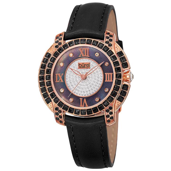 Burgi Womens Black Strap Watch-b-156bkr