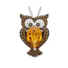 Crystal Owl Sterling Silver Pendant Necklace