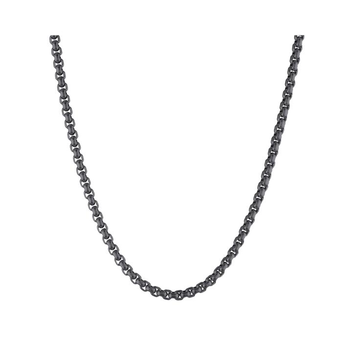 Mens Stainless Steel And Black Ip 30 3.5mm Round Box Chain