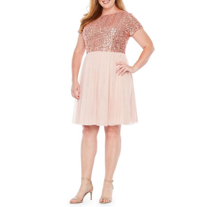 Blu Sage Short Sleeve Sequin Top Dress - Plus