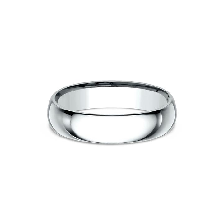 Mens 18k White Gold 5mm Comfort-fit Wedding Band