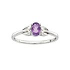 Womens Purple Amethyst Sterling Silver Delicate Ring