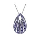 Purple And White Crystal Sterling Silver Teardrop Pendant Necklace