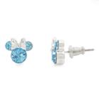 Disney Round Blue Silver Over Brass Stud Earrings