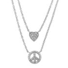 Diamonart Womens 1/2 Ct. T.w. White Cubic Zirconia Sterling Silver Heart Pendant Necklace