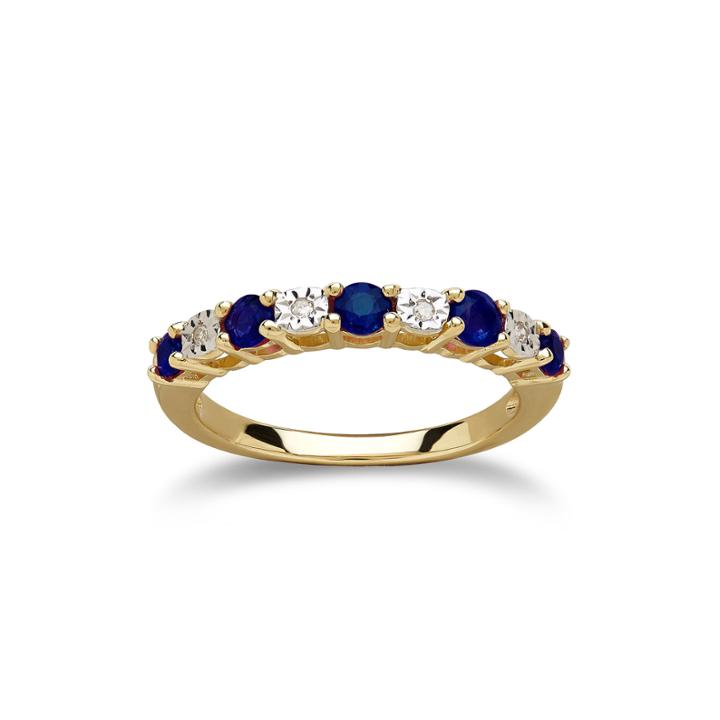 Genuine Blue Sapphire Diamond-accent 10k Yellow Gold Ring