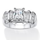 Diamonart Womens 3 Ct. T.w. Emerald White Cubic Zirconia Engagement Ring