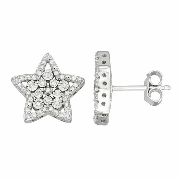 1/4 Ct. T.w. Genuine White Diamond Sterling Silver 12mm Stud Earrings