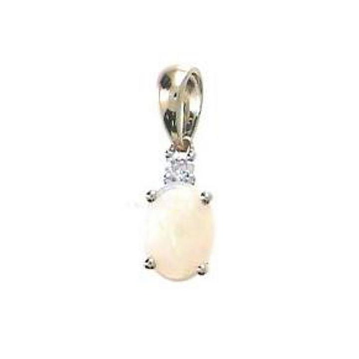 Womens Diamond Accent White Opal 14k Gold Pendant Necklace