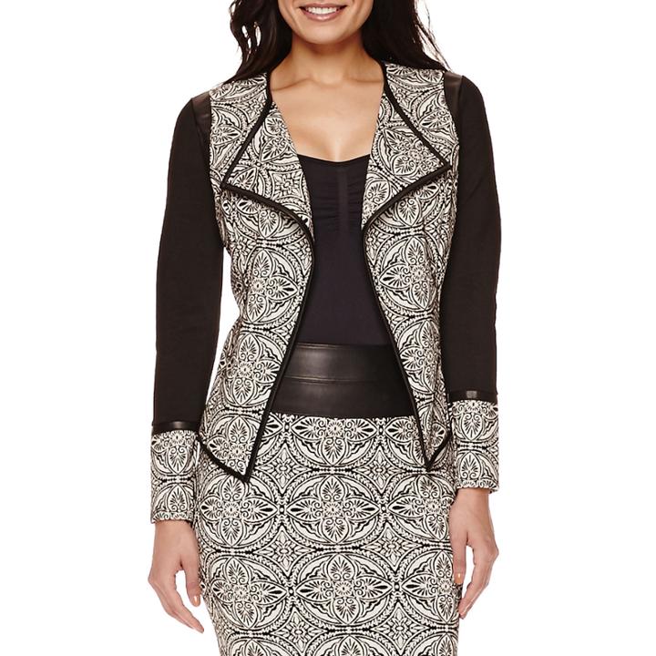 Bisou Bisou Draped Faux-leather Trim Jacket