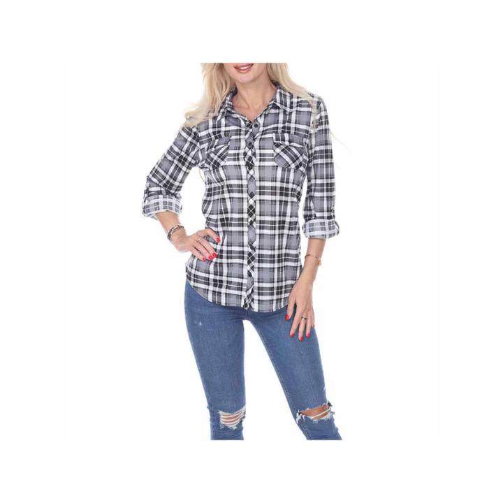 White Mark Oakley Plaid Button-front Shirt