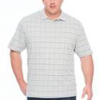 Van Heusen Printed Windowpane Short Sleeve Checked Knit Polo Shirt Big And Tall