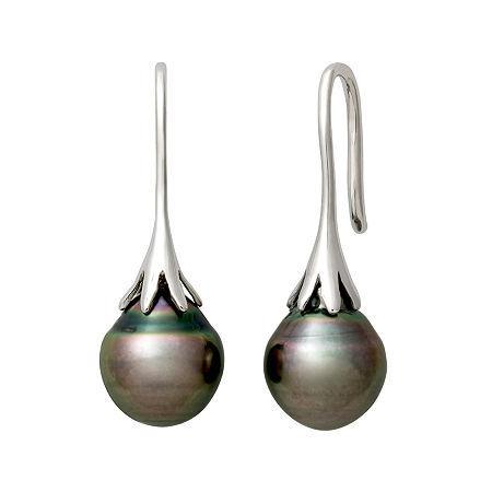 Genuine Tahitian Pearl Sterling Silver Drop Earrings