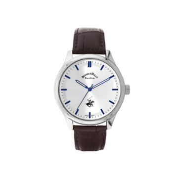 Beverly Hills Polo Club Mens Silver-tone Sunray Dial Watch