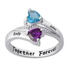 Personalized Womens Diamond Accent Crystal Sterling Silver Cocktail Ring