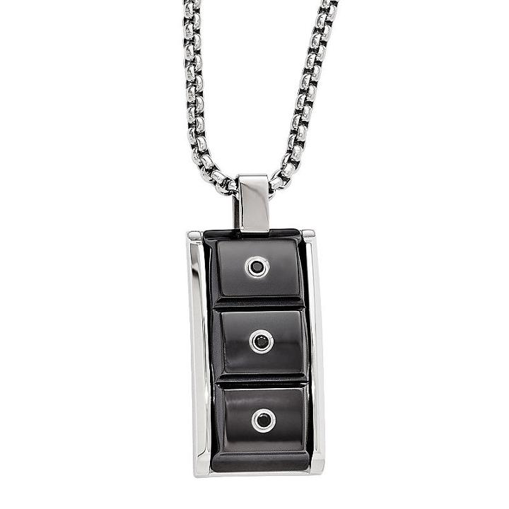 Edward Mirell Black Ti&trade; Mens Genuine Black Spinel Pendant Necklace
