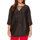 Worthington Elbow Sleeve Necklace Sweater Tunic - Plus