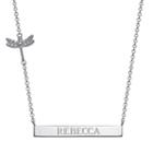 Personalized Sterling Silver Diamond-accent Dragonfly Name Bar Necklace