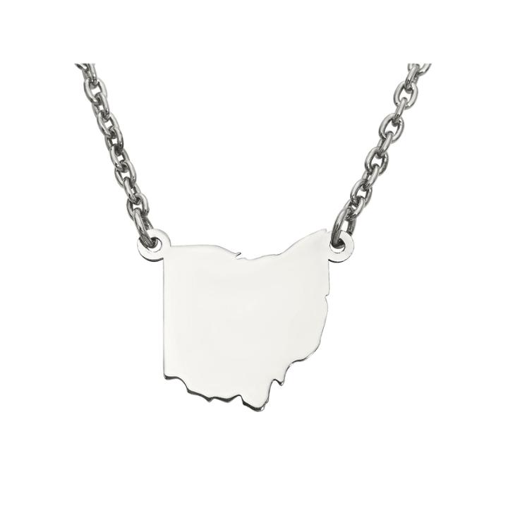 Personalized Sterling Silver Ohio Pendant Necklace