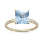 Womens Blue Aquamarine 10k Gold Solitaire Ring