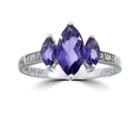 Womens Diamond Accent Genuine Amethyst Purple Sterling Silver 3-stone Ring