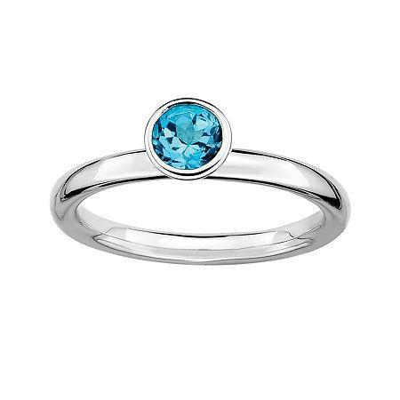 Personally Stackable Genuine Blue Topaz Sterling Silver Stackable Ring