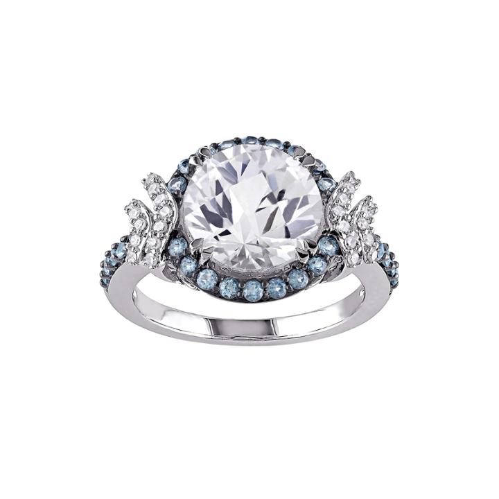 1/8 Ct. T.w. Diamond And Multi-gemstone Halo Ring
