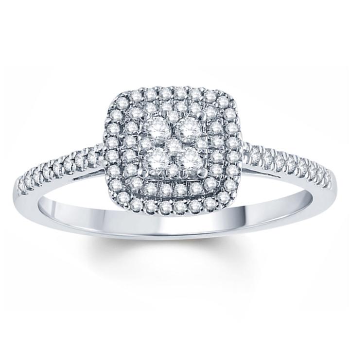 Womens 1/3 Ct. T.w. Genuine Round White Diamond 10k Gold Engagement Ring