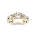 1/2 Ct. T.w. Diamond 14k Yellow Gold Crossover Bridal Ring Set