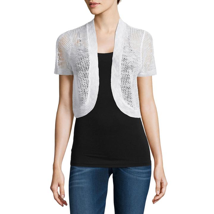 It's Our Time Open Front Shrug 3/4 Sleeve Cardigan-juniors