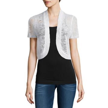 It's Our Time Open Front Shrug 3/4 Sleeve Cardigan-juniors