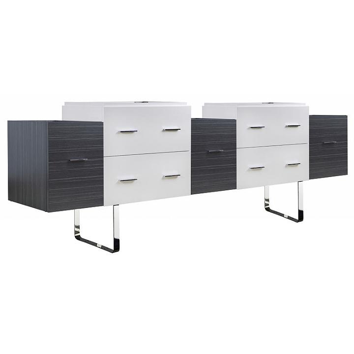 88.5-in. W 18-in. D Modern Plywood-veneer Vanity Base Set Only In White-dawn Grey