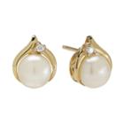 Certified Sofia&trade; Cultured Freshwater Pearl & Diamond-accent Earrings