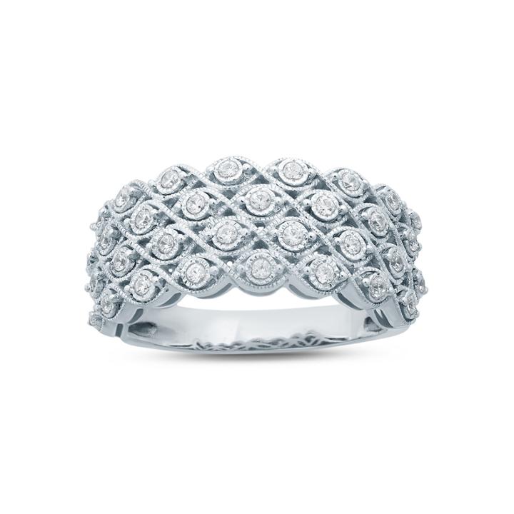 Womens 1/3 Ct. T.w. Genuine White Diamond Sterling Silver Anniversary Band