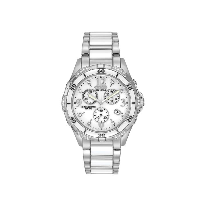 Citizen Womens White Ceramic Diamond-accent Watch Fb1230-50a