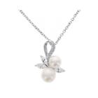 Diamonart Cubic Zirconia Cultured Freshwater Pearl Sterling Silver Pendant Necklace