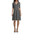 Danny & Nicole Elbow-sleeve Textured Knit Fit-and-flare Dress - Petite