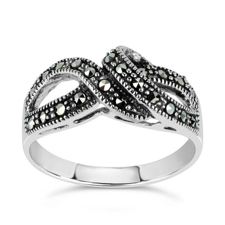 Swarovski Womens Marcasite Black Sterling Silver Cocktail Ring